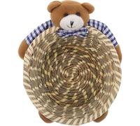 NUOBESTY Panier de Rangement Ours Bleu Grand Modèle en Rotin Tressé, Panier à Linge Décoratif pour Chambre D'garçon et Filles, Boîte de Rangement Polyvalente pour Jouets, Vêtements