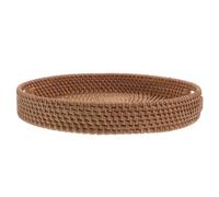 NUOBESTY Plateau Rond en Rotin Tissé Main avec Poignées Ergonomiques, Structure Robuste pour Rangement sur Table à Manger ou Organiseur Maquillage