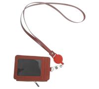 NUOBESTY Porte-badge Rétractable Lanière, Étui Carte Pu Marron, Clip Rotatif 360°, Structure Intégrée, Élastique, Anti-emmêlement, pour Événements et Hôpitaux, Personnel et Enseignants