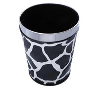 NUOBESTY Poubelle Rétro en Cuir Européenne Ronde pour Maison et Bureau | Bouche Spacieuse, pour Papier Usagé et Petits Objets, Blanc, Cuir PP Acier Inoxydable