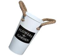 NUOBESTY Seau à Fleurs Vintage en Métal pour Pot Extérieur Balcon, Étanche Antirouille, Poignée Pratique pour Composition de Fleur