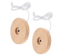 NUOBESTY Socle Lumineux Usb Led Base D'Affichage Pour Boule De Cristal Et Lampe Globe Support Rond En Bois Veilleuse De Nuit Pour Chambre Salon Décoration Lot De 2