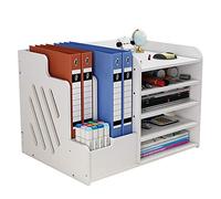 NUODWELL Organiseur de bureau blanc | PB07-3 Étagère de rangement de bureau grande capacité pour papiers, stylos, livres, lettres et documents A4