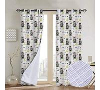 NUOMANAN Rideau occultant Isolant Thermique pour Chambre d'enfant Motif Patchwork Motif Chouettes sur Branches avec Feuilles Vertes et mascottes d'oiseau Multicolore 100" W x 96" L Color03