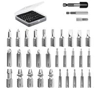 Nuovoware Kit d'Extracteur de Vis Cassé, 33 PCS Easy Out Set d'Extraction de vis Cassées, HSS Kit Extracteur de vis Cassées avec 2 Porte-embouts d'Extension Magnétique & Adaptateur de Prise, Noir