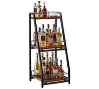 Nuovoware Mini Bar Liqueurs 3 Niveaux, Rack Vins Autoportant pour Whisky, Etagère d'angle pour Bouteilles de Liqueur avec Barrières et Tiroir Coulissant pour la Cuisine, Salle Manger et Salon, Noir
