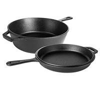 nuovva Faitout pré assaisonné - Poêle à frire en fonte - Couvercle de poêle 2 en 1 - Cocotte de 3,2 L, poêle de 26 cm