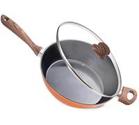 nuovva Poêle à frire antiadhésive - Induction - Sauteuse avec couvercle - Casserole de cuisine - Poêle de chef en cuivre de 28 cm