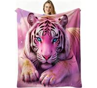 Nuphtun Couverture Plaid Polaire 130x150 Tigre Rose, Couverture en Flanelle Microfibre Douceur Extrême et Lavable en Machine, Idéale pour Canapé et Nuitées Confortables, AW980