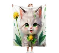 Nuphtun Couverture Plaid Polaire Chat de Dessin Animé Gris, Couverture Polaire 3D 150x200 cm | Taille Simple, Idéale pour Lit Une Place, Crée des Moments de Douceur et Confort Personnels, AQ9171