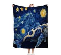 Nuphtun Couverture Polaire 240 x 260 cm Baleine Bleue, Couverture Canapé Grande Taille Usage Multiple comme Couette d'Appoint, Assure Une Protection Contre Le Froid, AQ8436