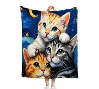 Nuphtun Couverture Polaire 240 x 260 cm Chat Bleu, Couverture Canapé Grande Taille Usage Multiple comme Couette d'Appoint, Assure Une Protection Contre Le Froid, AQ8982