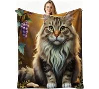 Nuphtun Couverture Polaire 240 x 260 cm Chat Gris, Couverture Canapé Grande Taille Usage Multiple comme Couette d'Appoint, Assure Une Protection Contre Le Froid, AW2232