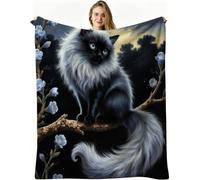 Nuphtun Couverture Polaire 240 x 260 cm Chat Gris, Couverture Canapé Grande Taille Usage Multiple comme Couette d'Appoint, Assure Une Protection Contre Le Froid, AW2280