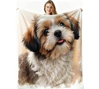 Nuphtun Couverture Polaire 240 x 260 cm Chien Gris, Couverture Canapé Grande Taille Usage Multiple comme Couette d'Appoint, Assure Une Protection Contre Le Froid, AW102