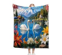 Nuphtun Couverture Polaire 240 x 260 cm Cygne Bleu, Couverture Canapé Grande Taille Usage Multiple comme Couette d'Appoint, Assure Une Protection Contre Le Froid, AQ8808