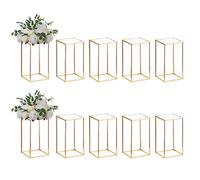 Nuptio 10 Pièces Or Vase en Métal Colonne Support Route Plomb Géométrique Vase Pièce Maîtresse pour Les Tables, 40cm Vases Sol Décoratif Grand Support Fleurs pour la Maison Événement Fête Mariage