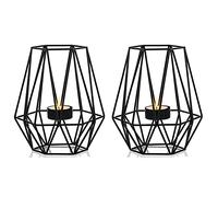NUPTIO 2 Pièces Bougeoirs Chauffe-Plat Noir pour Salon, Décoration Table Mariage Porte-Bougie Chauffe-Plat Hexagonal Géométrique, Bougeoir Votif pour Événements Fête d'anniversaire Décor À Maison