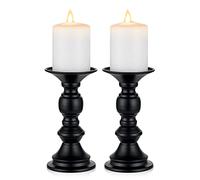 Nuptio 2 Pièces Bougeoirs pour Bougies Piliers, Bougeoir Noir pour Bougies 5cm Décorations Cheminée Noël Halloween, Idéal pour Les Mariages Événements Spéciaux Salon Fête