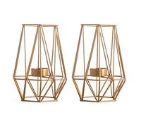 NUPTIO 2 Pièces de Bougeoirs de Bougie Chauffe-Plat Géométriques, Ornements de Chandeliers de Table en Or (2 x Grand)