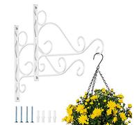 NUPTIO 2 Pièces Support Panier Suspendu, Blancs Support Plante Métal Cintres Lanternes À Montage Mural Fer, Crochets Jardin pour Suspendre Mangeoires À Oiseaux Lanternes Jardinières