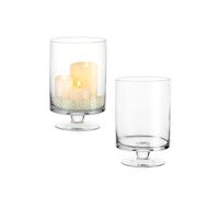 NUPTIO 2 Pièces Vase À Fleur Verre - Grand Bougeoir Pilier, 22cm Haut Porte Bougie Cylindre Verre Ornement Ouragan pour Table À Manger Noce Centre Table À Maison Cadeau Pendaison Crémaillère