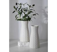 NUPTIO Blanc Ceramique Vase Decoratif: 22cm Boheme Séchées Fleurs Vases | Moderne Centre de Table pour Pampa Interieur Chambre Salon Bureau Maison Decoration Lot de 2