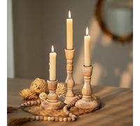 NUPTIO Bougeoir en Bois Chandelier Rustique Porte Bougie Lot de 3 Bougeoirs en Bois Vintage pour Mariage Anniversaire Fête Vacances Noël Maison Table À Manger