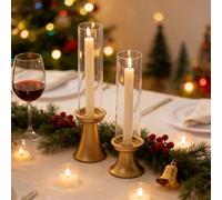 NUPTIO Bougeoir Verre Chandelier Doré - 2 Pièces Centre de Table Mariage Metal Porte Bougie Or Bougeoirs Noel Cheminée de Salle À Manger Halloween Décoration
