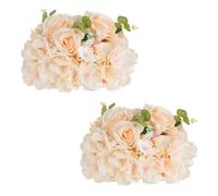 NUPTIO Centre de Table en Fleurs Artificielles: 2 Pièces 30cm Diamètre Champagne Fausses Fleurs Boules Roses Boules Soie Arrangement pour Fête de Mariage Décorations de Table