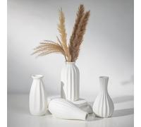 NUPTIO Ceramique Petit Vase Blanc: Fleur Vases Decoratif pour Boheme Decoration Maison Chambre - Champetre Centre de Table pour Mariage Noel Déco Lot de 4