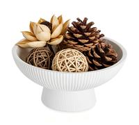 NUPTIO Coupe à Fruits pour Cuisine Decoratif: 20,3cm Diamètre Blanc Moderne Résine Plateau Corbeille a Fruit Bol Compotier pour Home Etagere Table Deco