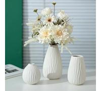 NUPTIO Fleur Vase Blanc Céramique: Boheme Decoratif Séchées Pampa Vases pour Maison Salon Bain Cuisine - 20cm+16cm+11cm Petit Centre de Table pour Moderne Decoration Lot de 3