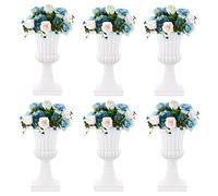 Nuptio Jardinières en plastique blanches - 6 pièces 49,5 cm de haut - Grands pots de jardin en résine - Vases grecs à fût pour terrasse - Vases à fleurs classiques pour jardin - Pots de plantes d