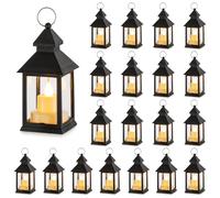 NUPTIO Lanternes de Bougies Décorations Halloween - 20 Pièces Bougies LED Noir Vacillantes Mini Lanterne Suspendue avec Ornements de Noël Marocains Vintage Table Salon Intérieur Extérieur Ramadan
