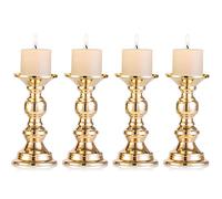 NUPTIO Lot de 4 Supports de Bougie Pilier en métal doré, Mariage, centres de bougeoirs pour Bougies DE 50 mm avec Support Décoration Idéal pour Les Mariages, événements spéciaux, Les fêtes