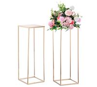 Nuptio Vase d'or pour Centre de Table de Mariage 2 Pièces Vases 80cm Haut pour Fleurs Métal pour Tables Fête Décorations Élégant Vrac Mariage Centre Table Géométrique Colonne Présentoir