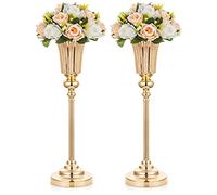 NUPTIO Vase Or pour Centre de Table: 2 Pièces 54.6cm Haut Support Fleur Mariage Trompette Doré Metal Vases pour Anniversaire Ceremonie Wedding Centres Pièces Decoration