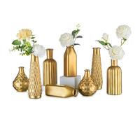 NUPTIO Verre Vase Petite Doré: Lot de 8 Vases pour Fleurs Fiole Decoration Centre de Table Mariage Decoratif Vintage Cristal Accessoires Fête Deco Maison