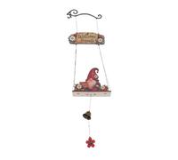 Nurnesy Panneau de Bienvenue Gnome, Décoration Murale de Ferme en Bois | Plaque Suspendue en Métal avec Cloche et Pendentif Suspendu, Panneau Extérieur Rustique pour Porte D'entrée, Balcon,