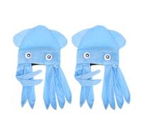 NUSITOU 2pièces Chapeau Pieuvre Original pour Adultes et Bonnet Amusant Forme de Poulpe Bleu Accessoire Déguisement Créatif pour Fêtes Halloween Anniversaire et Voyage