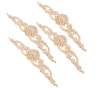 NUSITOU Appliques Décoratives Lot de 4 Pièces en Bois de Caoutchouc Non Peint Décoration Sculptée Fine et Pratique pour Meubles et Lits pour Intérieur Élégant
