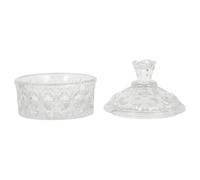 NUSITOU Bocal de Rangement en Verre Gravé pour Bijoux, 1 Pièce | Surface Lisse, Design Délicat en Relief, Usage Polyvalent pour Table de Salon et Présentation de Bonbons