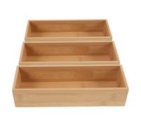 NUSITOU Boîte de Rangement à Tiroir en Bambou 3 Pièces, Grand Volume, Empilable, Design Minimaliste Beige, Organiseur Cuisine et Coiffeuse