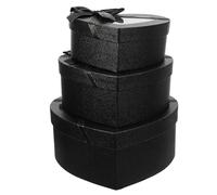 NUSITOU Coffret Présent Saint-valentin 3 Pièces en Papier Noir de Cœur, Robuste et Polyvalent pour Arrangements Floraux et Mariages Élégants