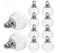 NUSITOU Lot de 10 Pendentifs Boule en Verre Transparent 12 Mm Bouchon à Vis Blanc K, Breloques DIY pour Collier et Bracelet, Mini Boules de Verre Creuses pour Création de Bijoux