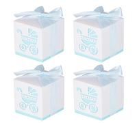 NUSITOU Lot de 50 Boîtes à Dragées en Papier Bleu Forme Poussette, Facile à Assembler, pour Baptême et Fête, Contenant Bonbons de Fête Élégant