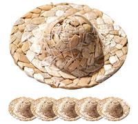 NUSITOU Mini Chapeaux de Décoratifs Style Rustique Adorable 6pcs en Rotin pour Décoration de Fête et Nourriture pour Glaces et Carrés de Fromage