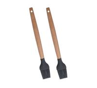 NUSITOU Pinceau à Huile pour Barbecue en Silicone Manche Bois Lot de 2 | Résistant à Chaleur, Léger, pour Grillades, Pique-niques et Repas en Famille