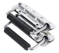 NUSITOU Poignée Pliante à Ressort Argentée en Acier Inoxydable avec Grip Caoutchouc, Montage en Surface Facile, Lot de 2 pour Caisse en Bois ou Boîte à Outils